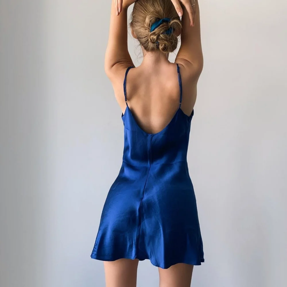 Vintage Pure Silk 1990s Victorias Secret  Royal Blue Slip Dress - Picture 3 of 16